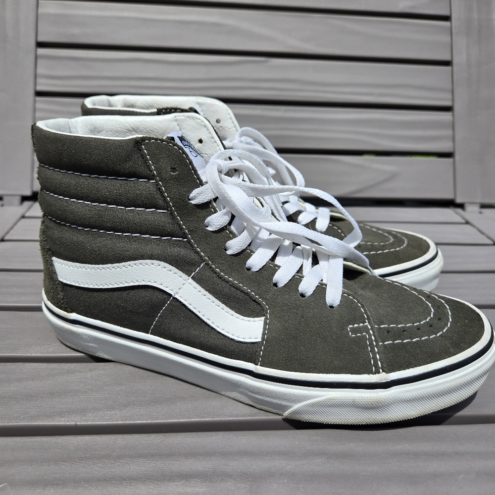 VANS Sk8 Hi, Olive Green, Mens Size 6.5 Womens 8